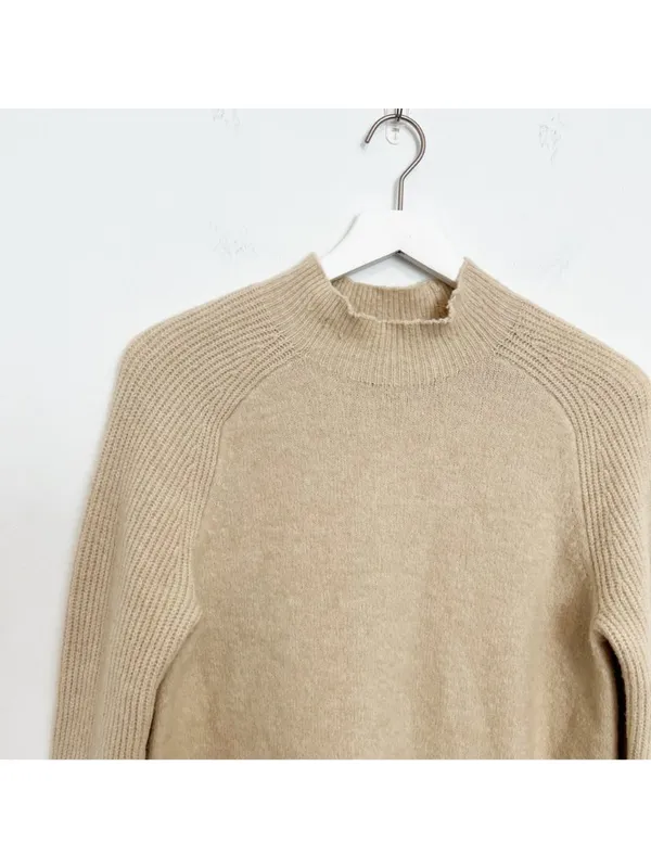 Banana Republic Sweater Size Small Merino Wool Rib Knit Mock Neck Corporate Chic - Image 4