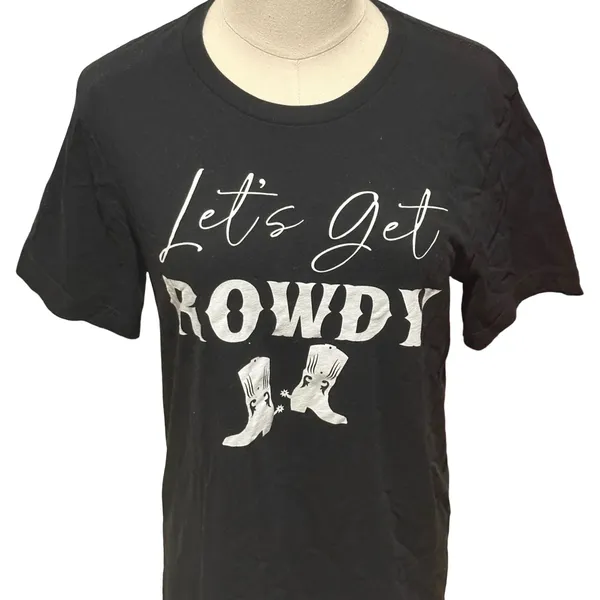Let's Get Rowdy Cowgirl Boots Bachelorette Party T-Shirt Size Medium - Image 5