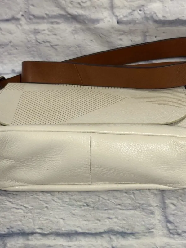 Vintage Fossil Harper Saddle Ivory Cream Leather Crossbody Bag Y2K Key Charm - Image 16