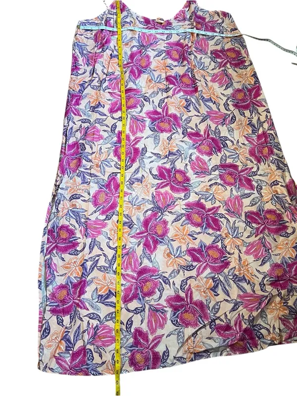Old Navy Pink Floral Slip Midi Dress Strappy Tie Back Slit XXL - Image 6