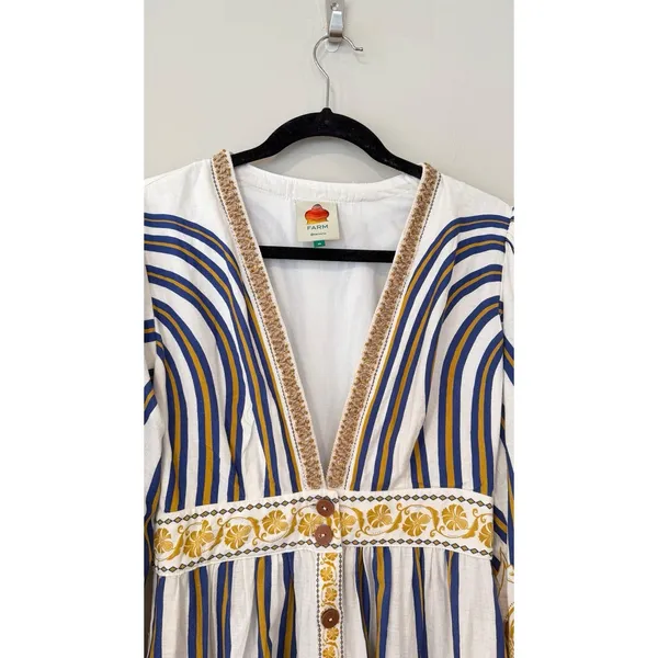 FARM Rio Pineapple Deco Maxi Dress Puff Sleeve Size Medium - Image 8