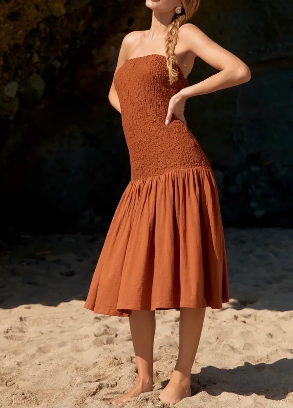 Anthropologie Celandine Strapless Popcorn Midi Dress, Size S/M - Image 4