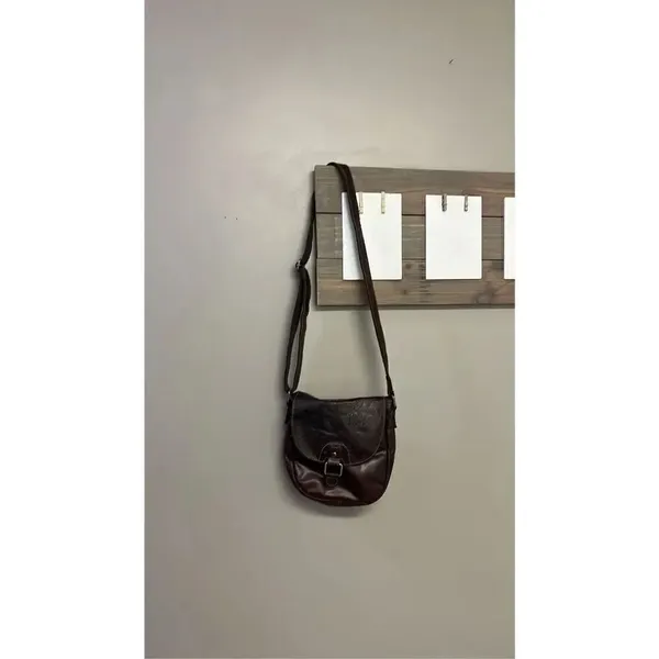 Jack Georges Voyager Crossbody Saddle Bag Purse Brown Genuine Embossed Leather - Image 13