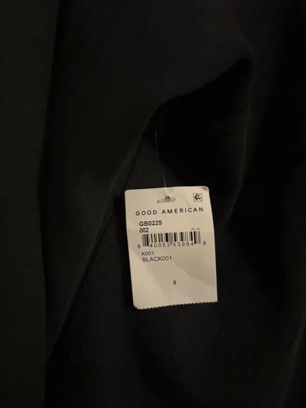 Good American Bodysuit Size 5 5X Solid Black Long Sleeve Snap Panel NEW NWT - Image 4