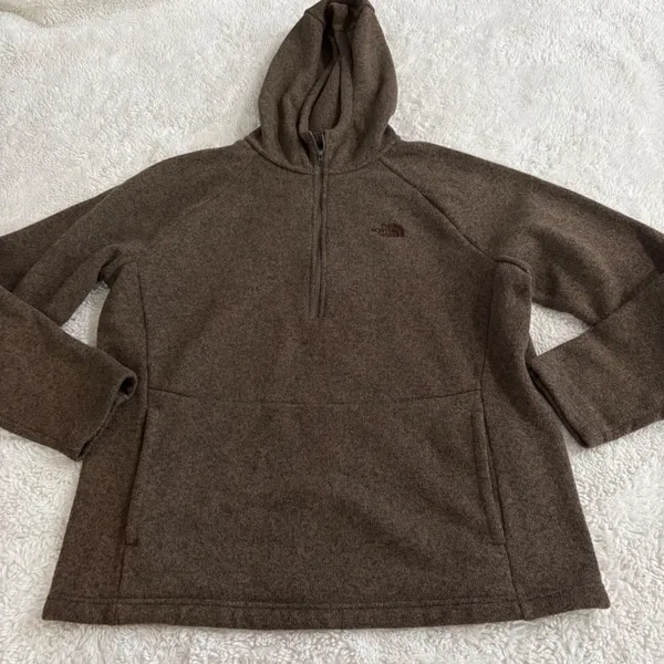North Face Hoodie Womens XL Brown Fleece 1/4 Zip Gorpcore Hiking Outdoors Preppy - Image 2