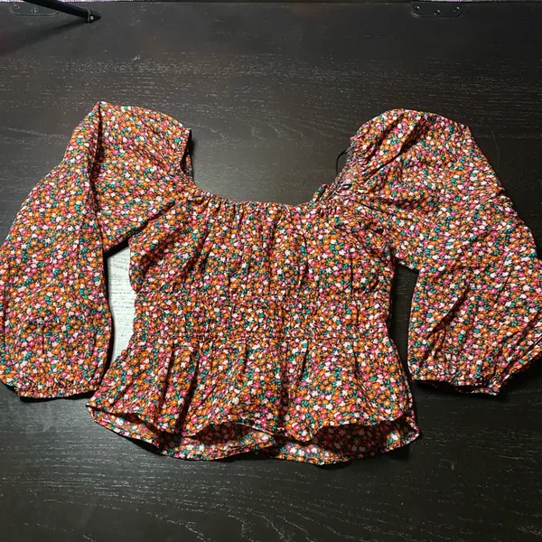 Zara Multicolor Floral Smocked Blouse - Image 5