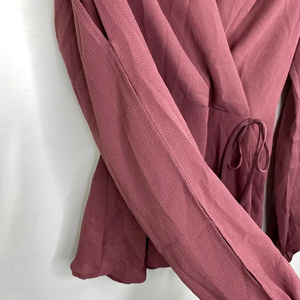 Monteau Mauve Purple Long Sleeve‎ Surplice Blouse Women's Size Medium M - Image 5