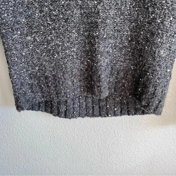 Abercrombie & Fitch Sequin‎ Wool Pullover Sweater Grey - Image 3