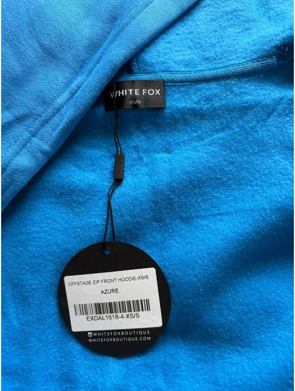 White Fox Boutique Blue Zip Up Hoodie NWT - Image 4