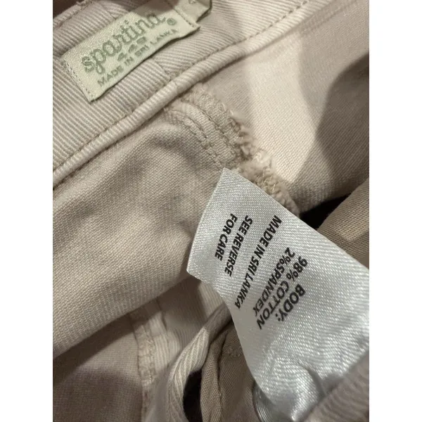 Spartina 449 Raw Hem Flare Jeans Womens 4 Cream Cotton Stretch Travel Vacation - Image 3