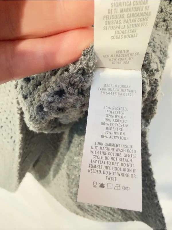 Aerie Open Weave Oversized V-Neck Sweater Gray Size Medium - Image 9