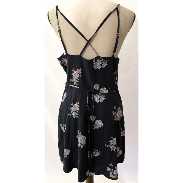 Abercrombie & Fitch Floral Mini Sundress - Navy Strappy Tie Waist - Image 2