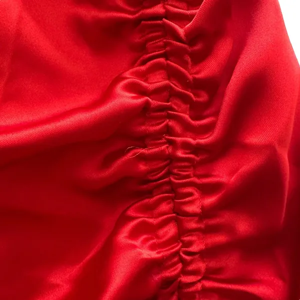 ZARA Satin Gathered Mini‎ Dress Red Medium - Image 5