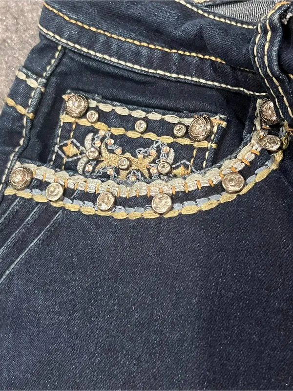 Sexy Couture Rhinestone Flare Jeans - Fits XS/S (Stretch 22" Waist) - Image 4