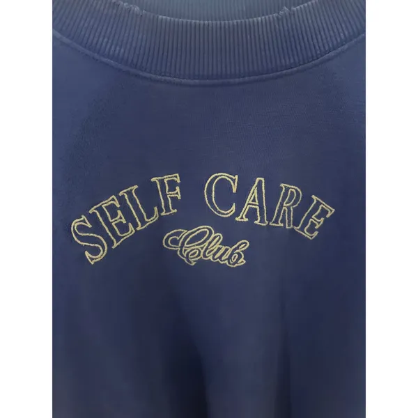 Aerie Blue Self Care Club‎ Crewneck Sweatshirt Distressed Oversized XS - Image 2