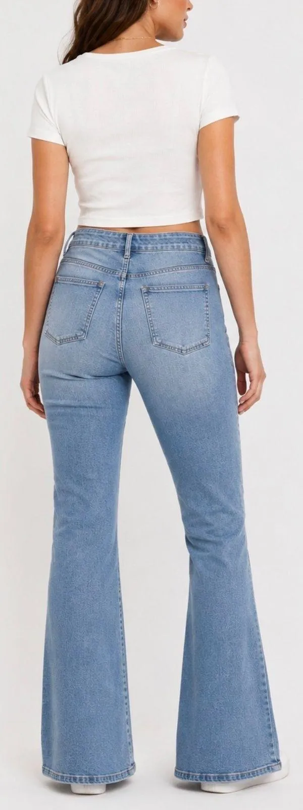 GAP 70s Flare Jeans Light Wash High Rise Stretch Denim 14/32R Casual Clean Girl - Image 2