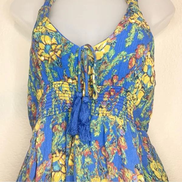Free People Blue Washed Ashore Mini Dress Strappy Back Size S - Image 4