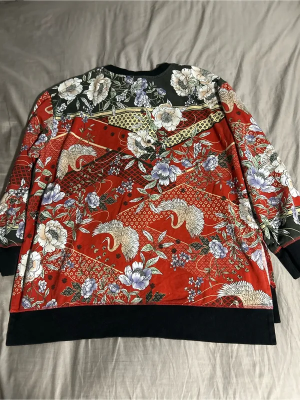 Johnny Was Royal Crane High Low Crew Neck Tunic Long Sleeve Size XL - Image 4