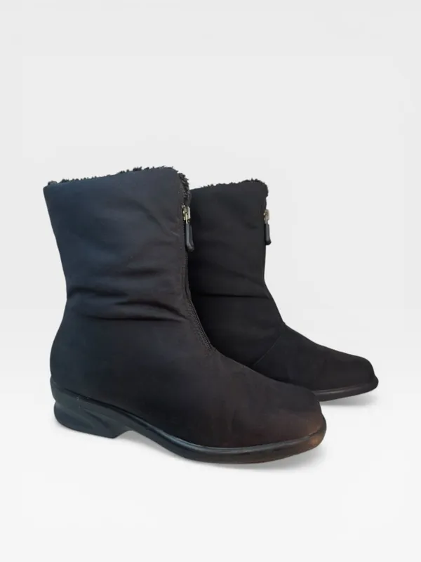 Toe Warmers Black Fleece Lined Front Zip Ankle Winter Boots Women's Size 8 - Image 6