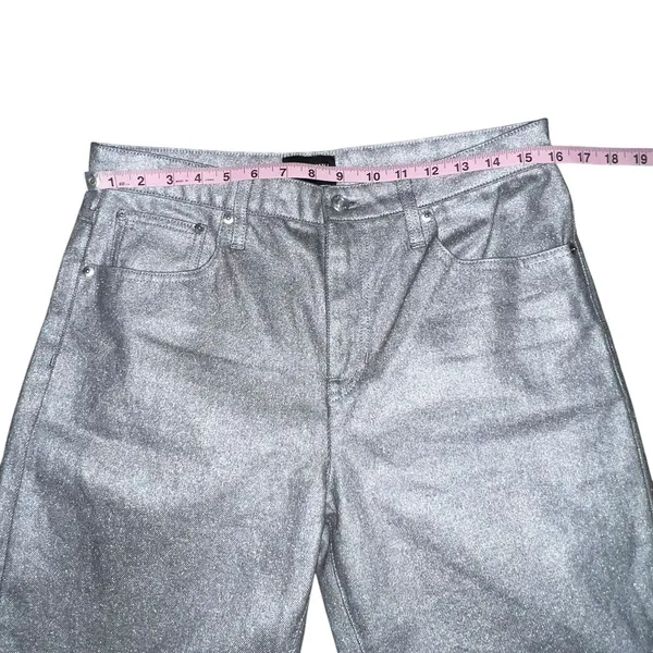 J.Crew Collection‎ Women's Straight Slouchy Jean Metallic Silver Size 28 BT619 - Image 6