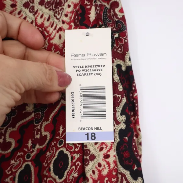 Rena Rowan Skirt Womens 18 Scarlet Damask Paisley Midi Red New - Image 4