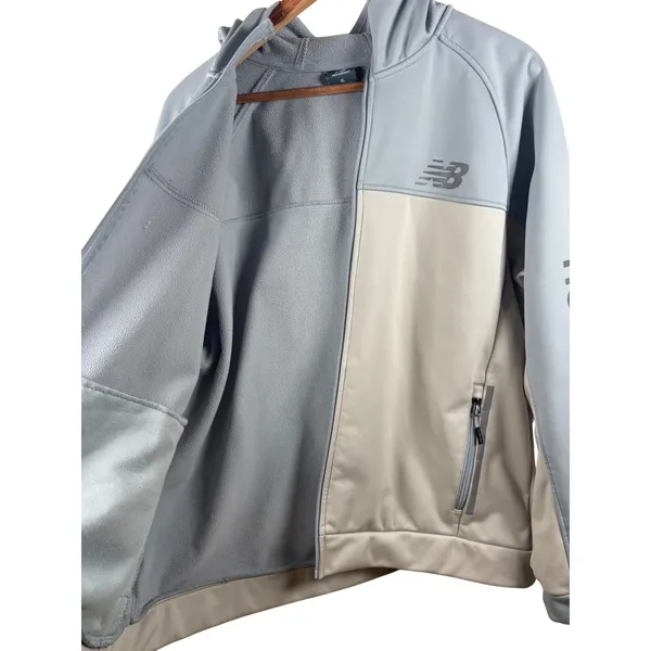 New Balance Womens Size Medium Colorblock‎ Hooded Zip Up Jacket Light Blue Grey - Image 6