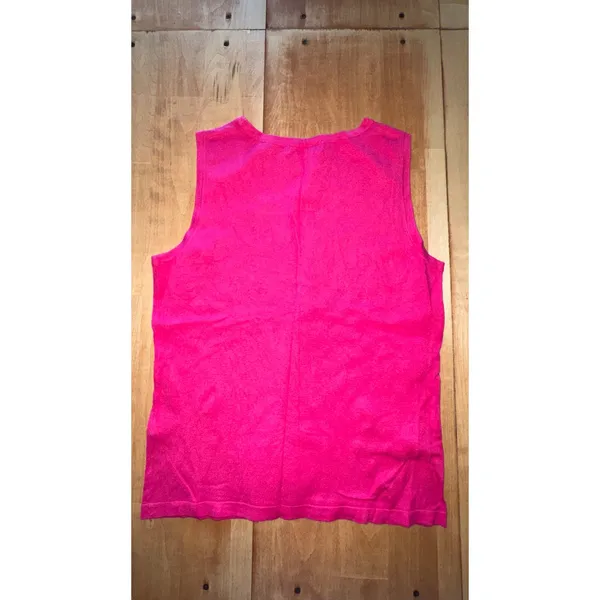 Laura Ashley Womens Hot Pink Rayon Blend Knit Sleeveless Shell Top Size Small‎ - Image 4