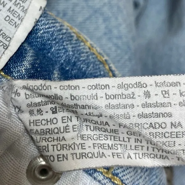 Zara Blue High Waisted Frayed Raw Hem Button Fly Straight Denim Jeans Pants Sz 6 - Image 5