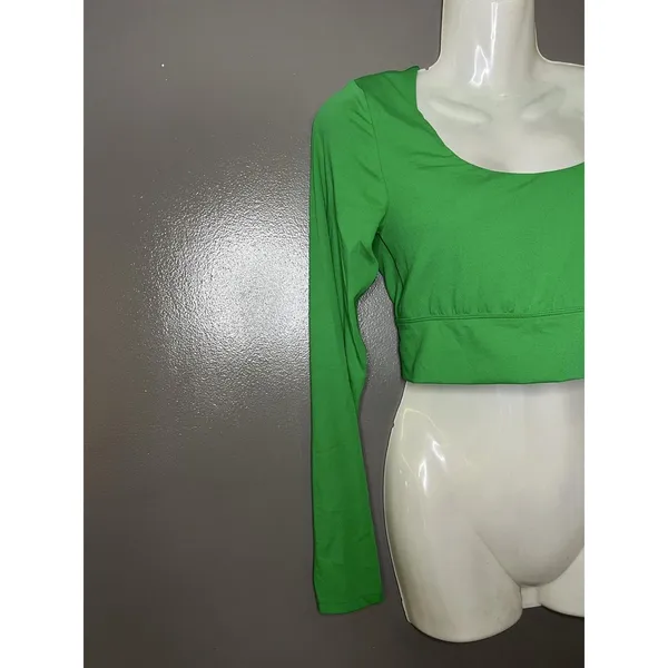 OFFLINE By Aerie Shirt Womens Medium Green Real Me Scoop Back Cropped Top - Image 3