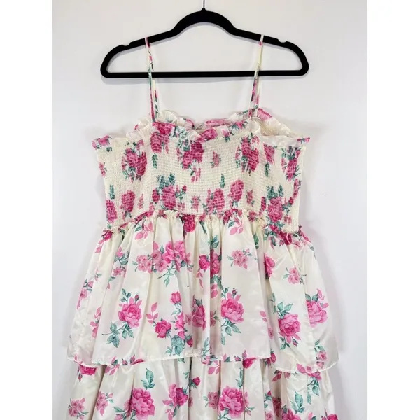 LoveShackFancy Womens Dress Elise Midi Smocked Floral Layered Cottagecore XL - Image 10
