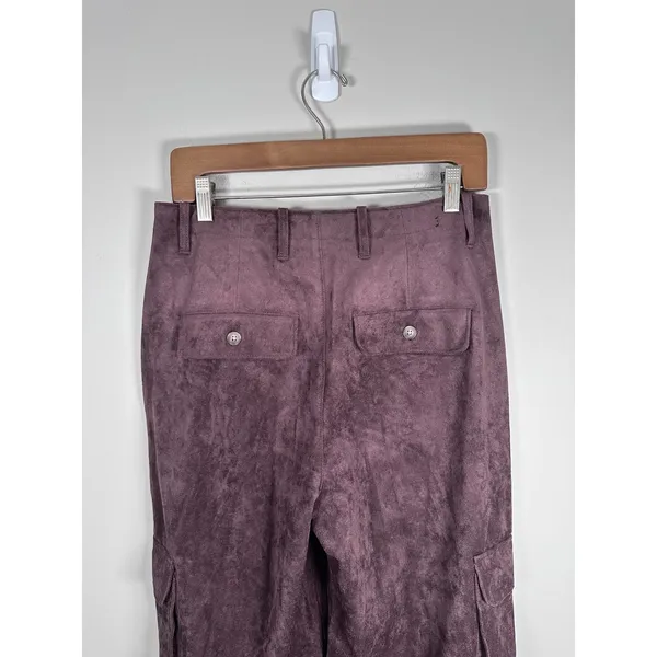 Blank NYC FRANKLIN IN ZINFANDEL Cargo Pants Women 27 Brown Faux Suede Wide Leg - Image 8