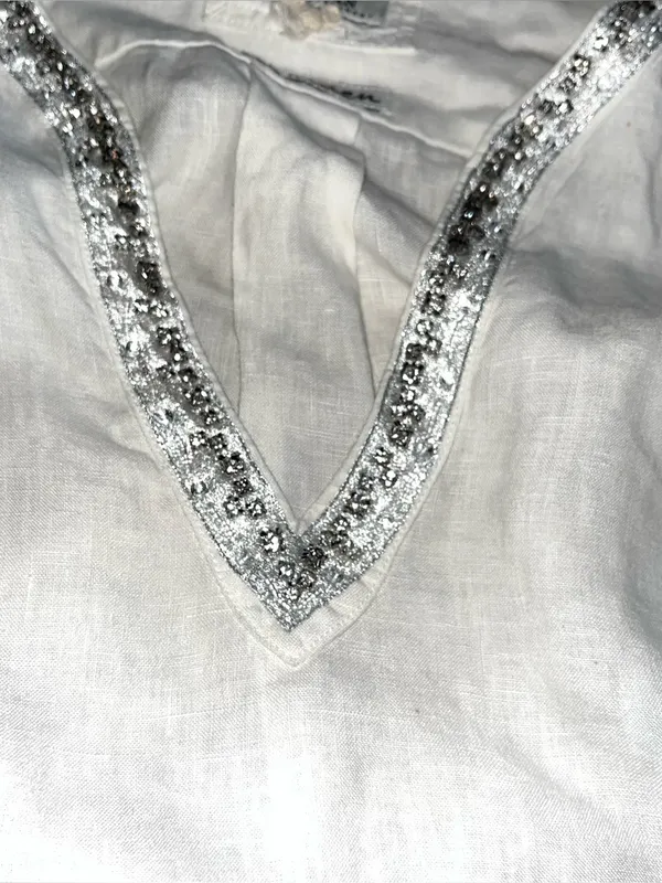 Malvin Hamburg Germany Beaded Linen Tunic Top - Image 2