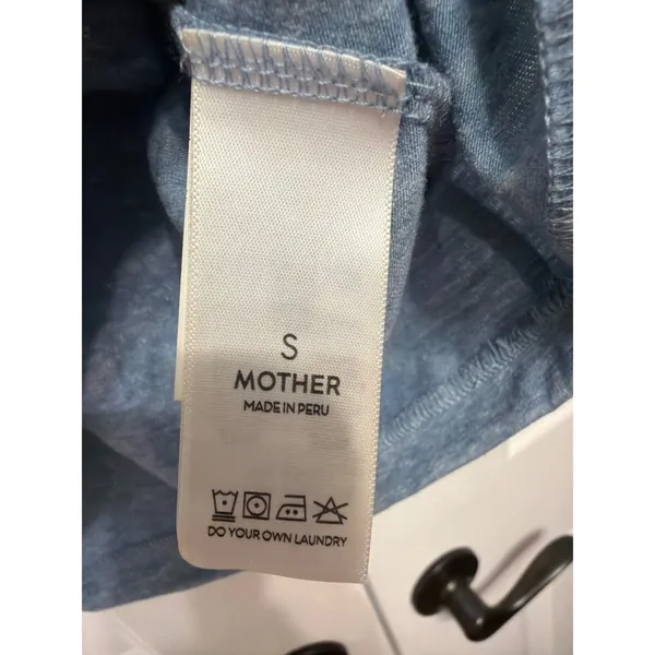 Mother Denim Blue Heathered Embroidered Graphic Phrase T-Shirt Small - Image 3