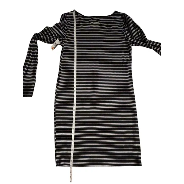 Wild Fable Womens Black White Striped Long‎ Sleeve Bodycon Mini Dress Size M - Image 8