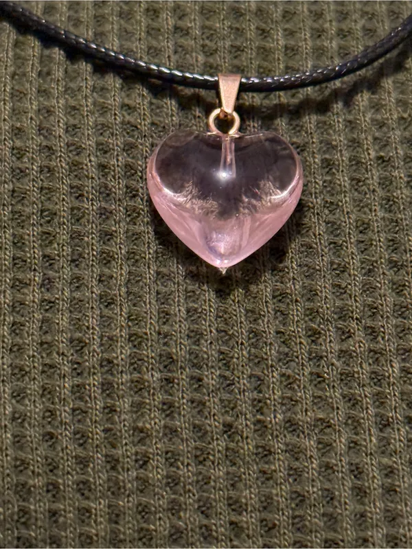 Black Cord Necklace with Pink Heart Pendant - Image 2
