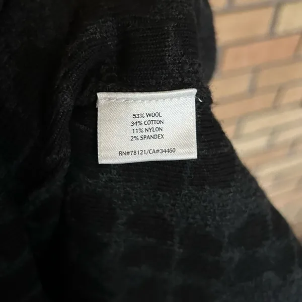 Eileen Fisher Black & Gray Button Down Wool Blend Cardigan Coat Sweater Size M - Image 3