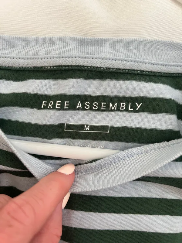 Free Assembly Blue Striped Cotton Top M - Image 2