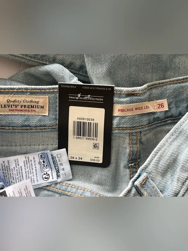 Levi’s Ribcage wide leg jeans linen and denim NEW 26 - Image 10