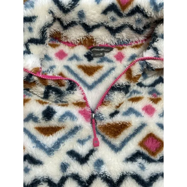 Eddie Bauer‎ 1/4 Zip Fleece Jacket Women Size Medium Aztec Country Preppy Fluffy - Image 15