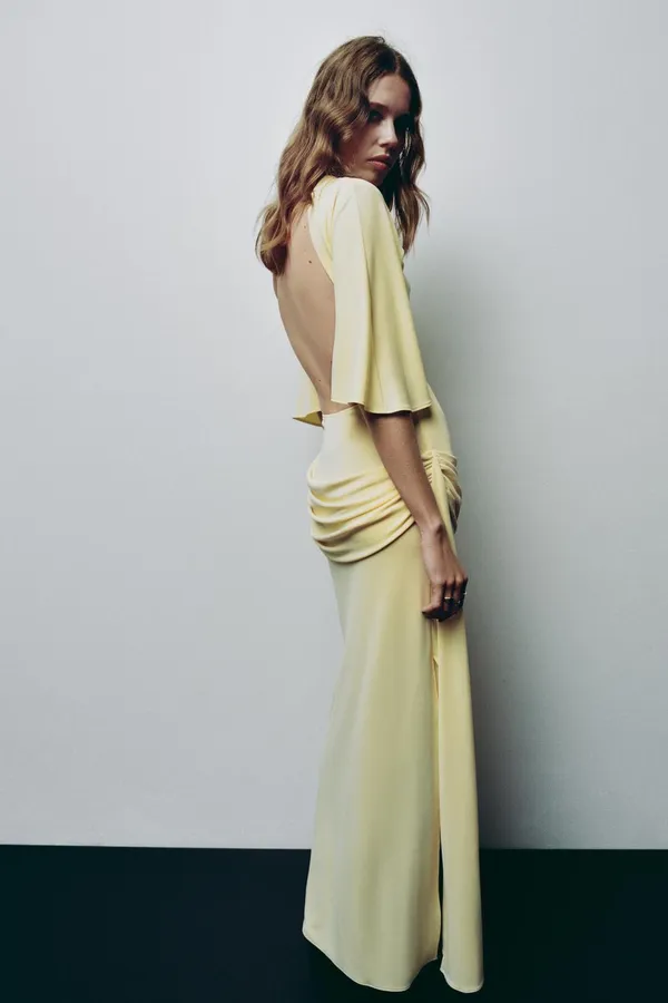 Zara Elegant Butter Yellow Gown - Floor-Length Formal Dress - Image 12