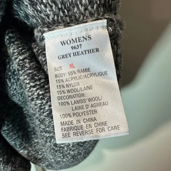 Woolrich Womens XL Grey Heather 1/4 Zip Sweater LambsWool Blend Nordic‎ Warm - Image 3