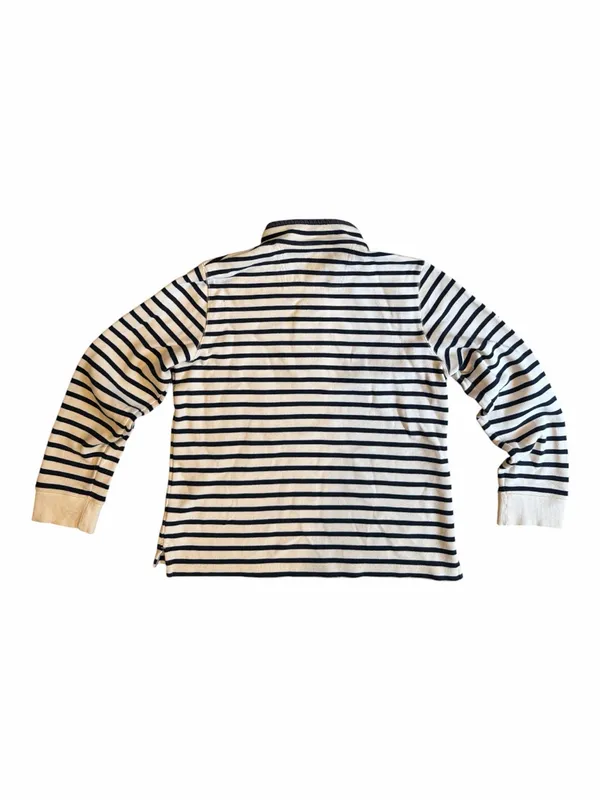 L.L. Bean Navy and White Striped Half-Zip Pullover - Image 3