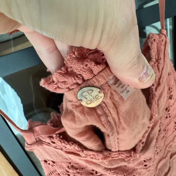 Free People Shailee Slip mini Dress Copper Rose embroidered ruffle square neck - Image 3