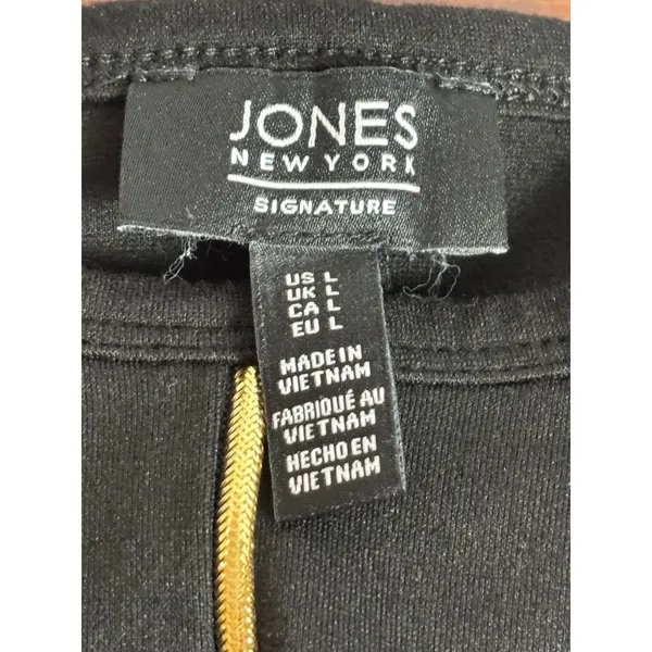 Jones New York Signature Black Gold Trim‎ Tunic Top Womens Large Knit 3/4 Sleeve - Image 3