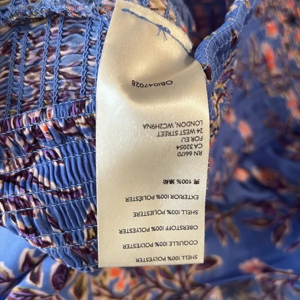 EUC Free People Santiago Boho Top Periwinkle Floral Size Small - Image 9
