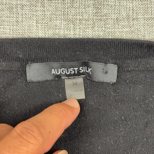 August Silk Sweater Womens M Black Rayon Nylon Crew Neck Tight-Knit Pullover - Image 8