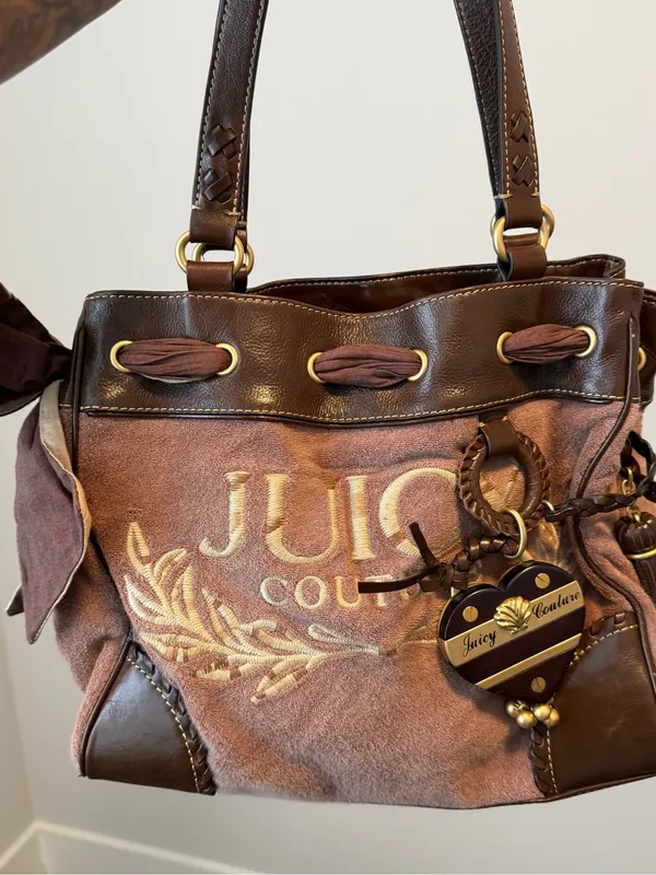 Juicy Couture Brown Suede Logo Tote Bag - Image 2