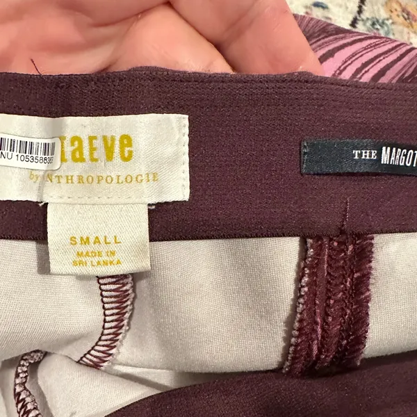 Anthropologie Maeve Purple Swirl Pullon Boot Cut Pants S - Image 7