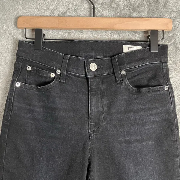 AYR Slim Straight Jeans Nox‎ Black Wash Size 25 Classic Minimalist Preppy Cotton - Image 6