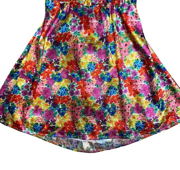 For Love & Lemons Vibrant Floral Merrill Puff Sleeve Mini Dress Womens L - Image 4
